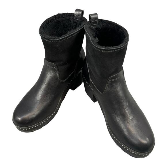 RAG AND BONE Boots Nelson Clog Black Leather Shearling 7.5 - Picture 1 of 10